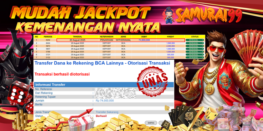 TOP WITHDRAW TERBESAR SAMURAI99 HARI INI
